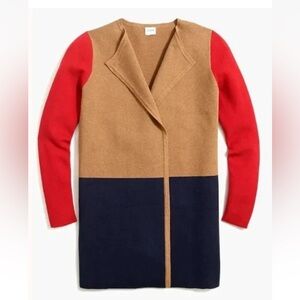 NWT J. Crew Factory Vanessa Colorblock Sweater AT926, Tan, Navy & Red Size XS